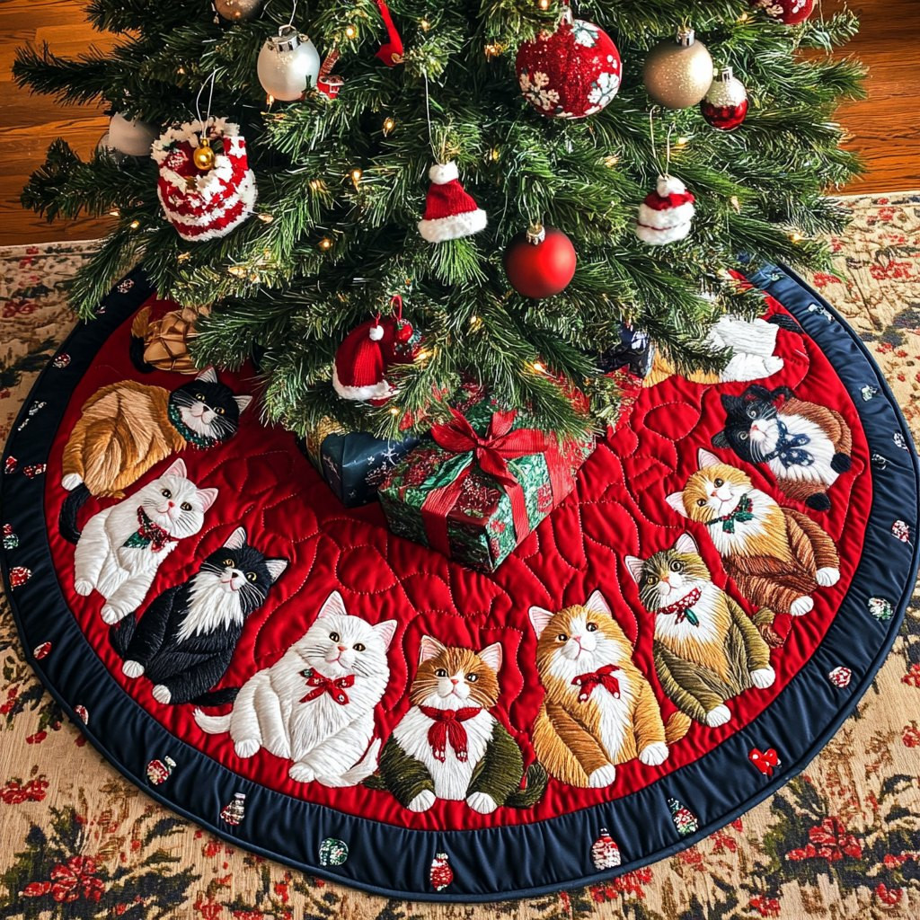 Christmas Cat Titude Christmas Tree Skirt - Made to Order TREEK101