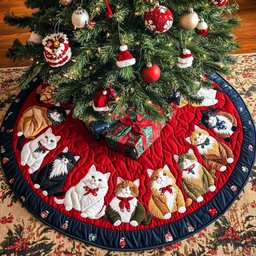 Christmas Cat Titude Christmas Tree Skirt - Made to Order TREEK101
