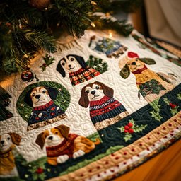 Beagle Cozy Moments Christmas Tree Skirt - Made to Order TREEK101