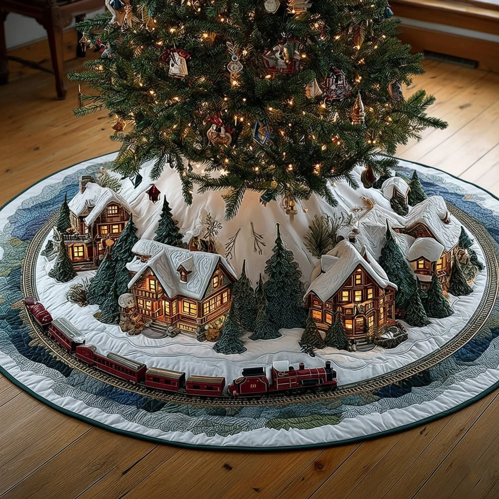 Christmas Village Festive Train Christmas Tree Skirt - Made to Order TREEK101