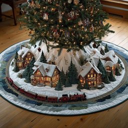 Christmas Village Festive Train Christmas Tree Skirt - Made to Order TREEK101