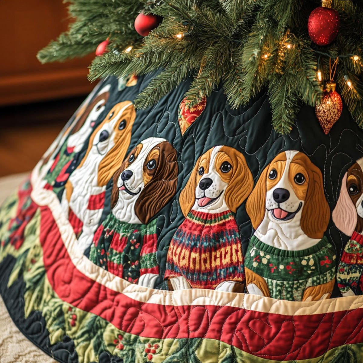 Beagle Winter Magic Christmas Tree Skirt - Made to Order TREEK101