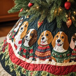 Beagle Winter Magic Christmas Tree Skirt - Made to Order TREEK101
