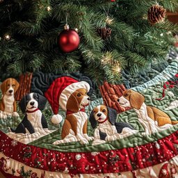 Beagle Jingle Paws Christmas Tree Skirt - Made to Order TREEK101