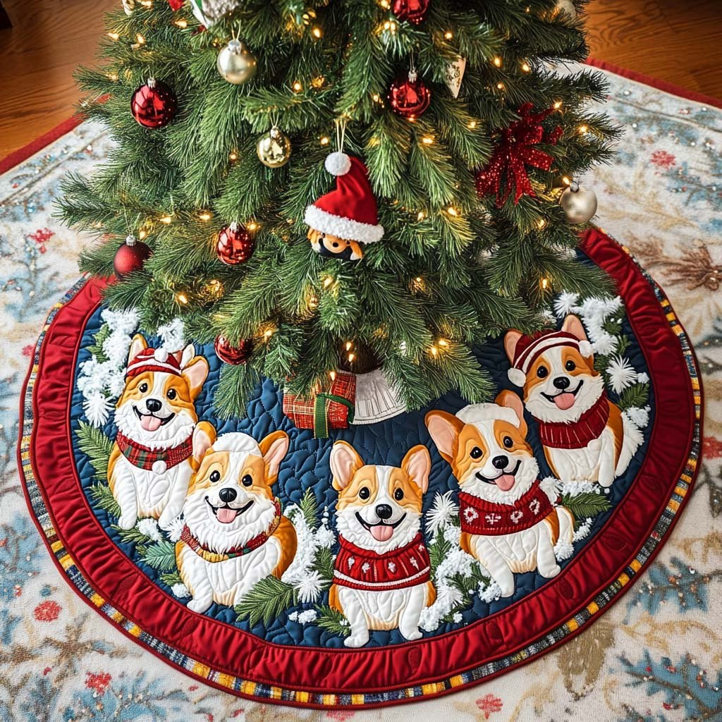 Corgi Haven Christmas Tree Skirt - Made to Order TREEK101