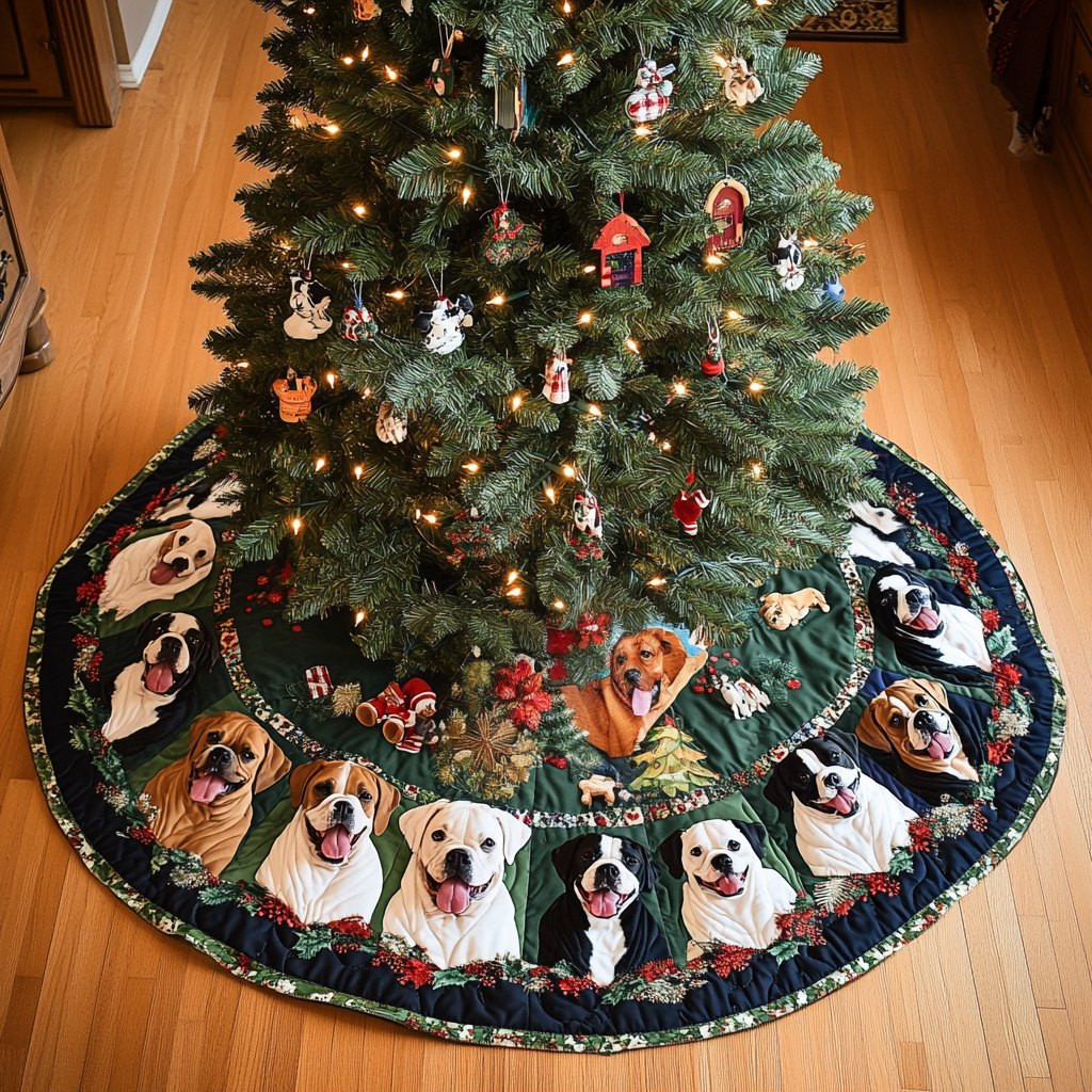 Boxer Christmas Bliss Christmas Tree Skirt - Made to Order TREEK101