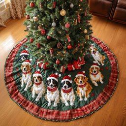Australian Shepard Holiday Spirit Christmas Tree Skirt - Made to Order TREEK101