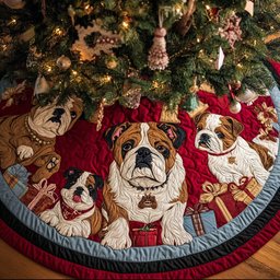 Bulldog Family Christmas Tree Skirt - Made to Order TREEK101