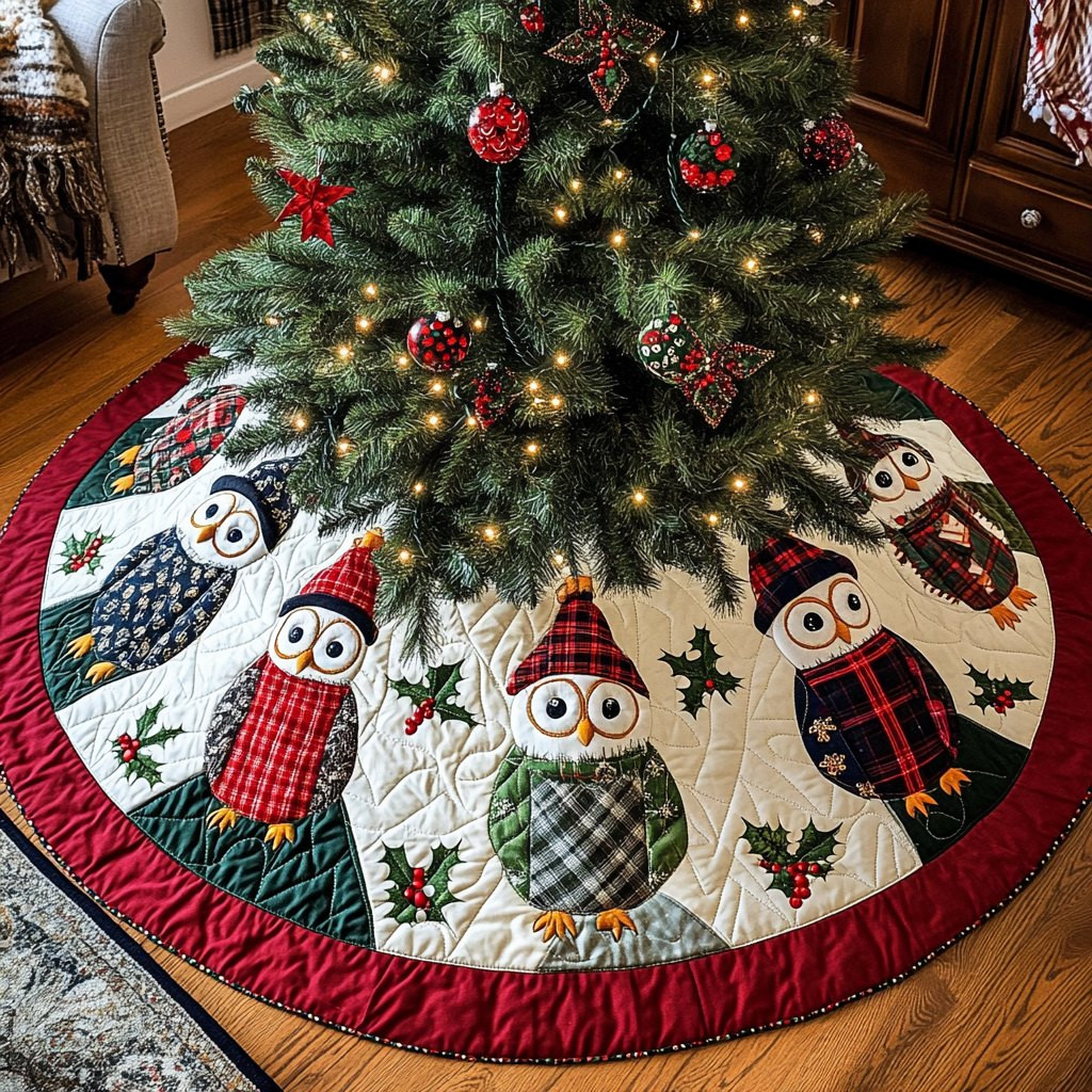 Festive Flock Christmas Tree Skirt - Made to Order TREEK101