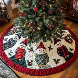 Festive Flock Christmas Tree Skirt - Made to Order TREEK101