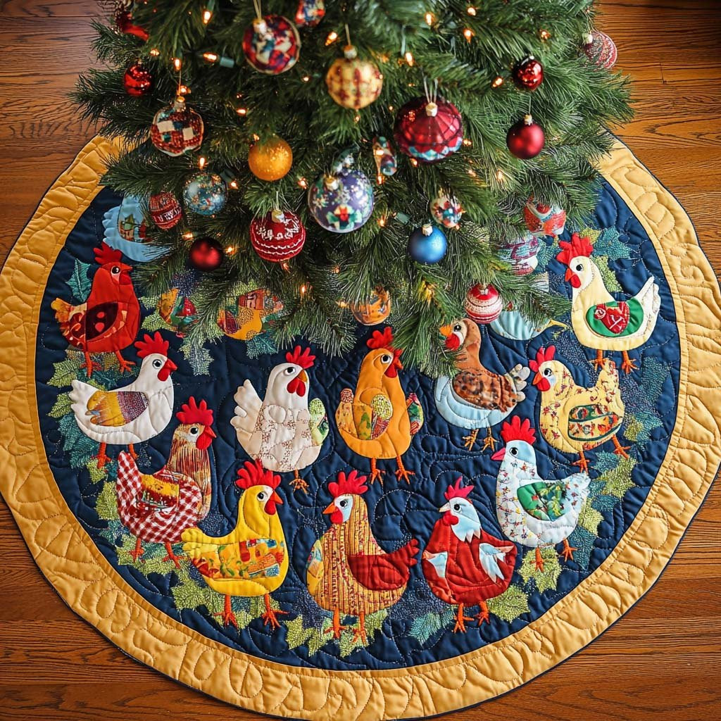 Colorful Flock Christmas Tree Skirt - Made to Order TREEK101