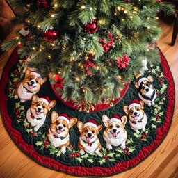 Corgi Dreams Christmas Tree Skirt - Made to Order TREEK101