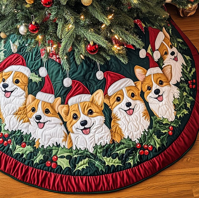 Corgi Cheer Christmas Tree Skirt - Made to Order TREEK101