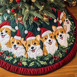 Corgi Cheer Christmas Tree Skirt - Made to Order TREEK101