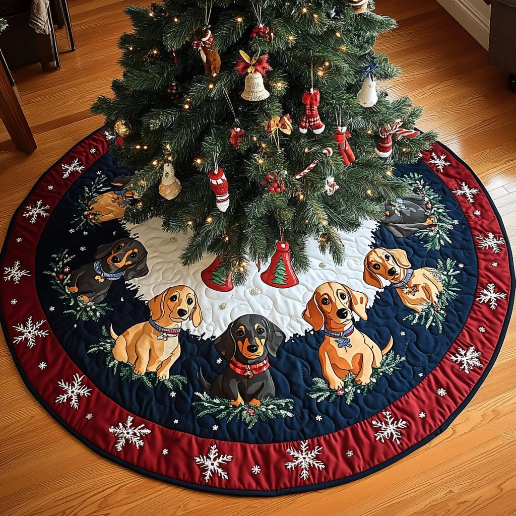 Dachshund Christmas Charm Christmas Tree Skirt - Made to Order TREEK101