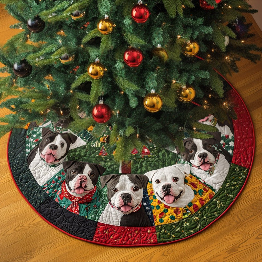 Cozy Pitbull Companions Christmas Tree Skirt - Made to Order TREEK101