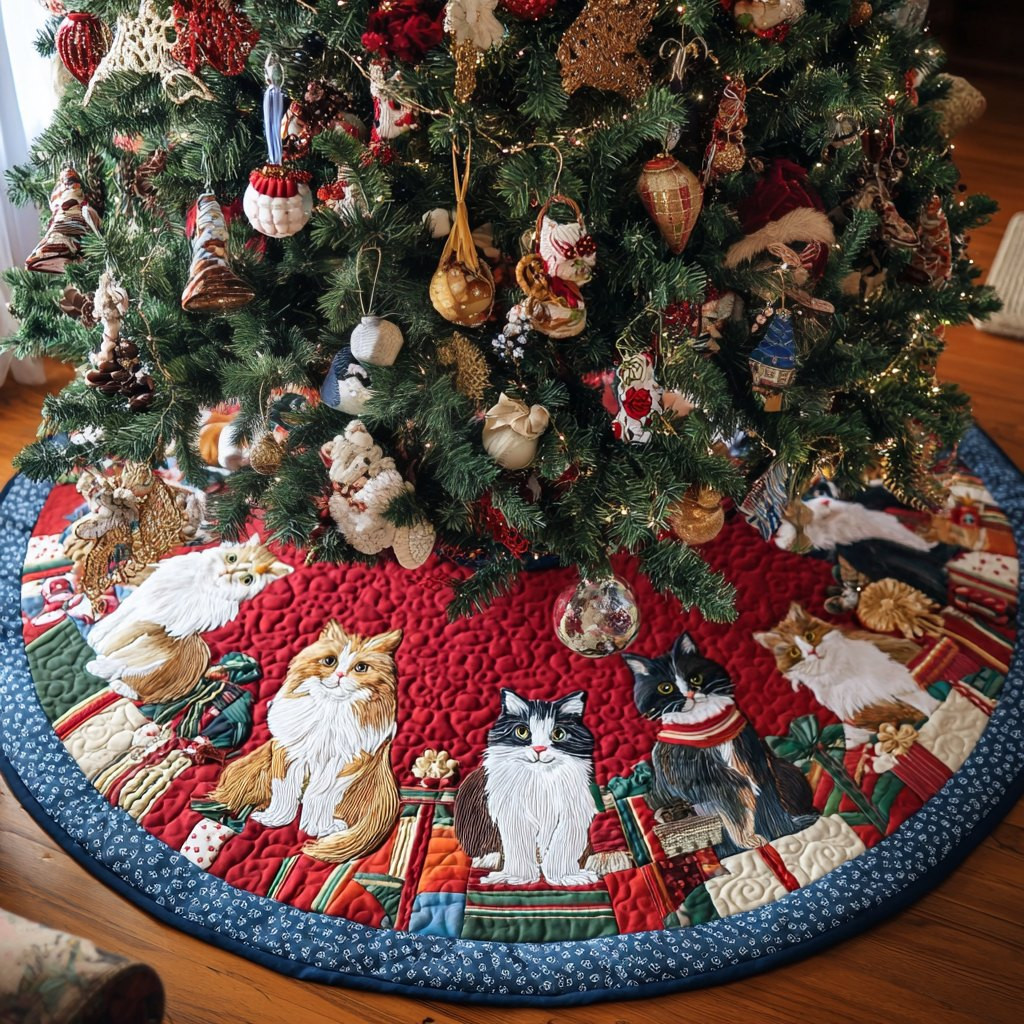 Cat Harmony Christmas Tree Skirt - Made to Order TREEK101