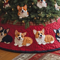 Christmas Corgi Chritstmas Christmas Tree Skirt - Made to Order TREEK101