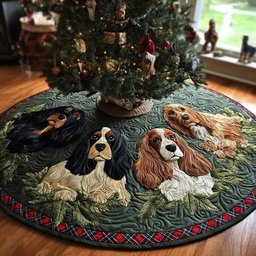 Festive Cocker Whirl Christmas Tree Skirt - Made to Order TREEK101