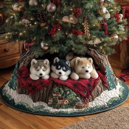 Cozy Husky Nights Christmas Tree Skirt - Made to Order TREEK101