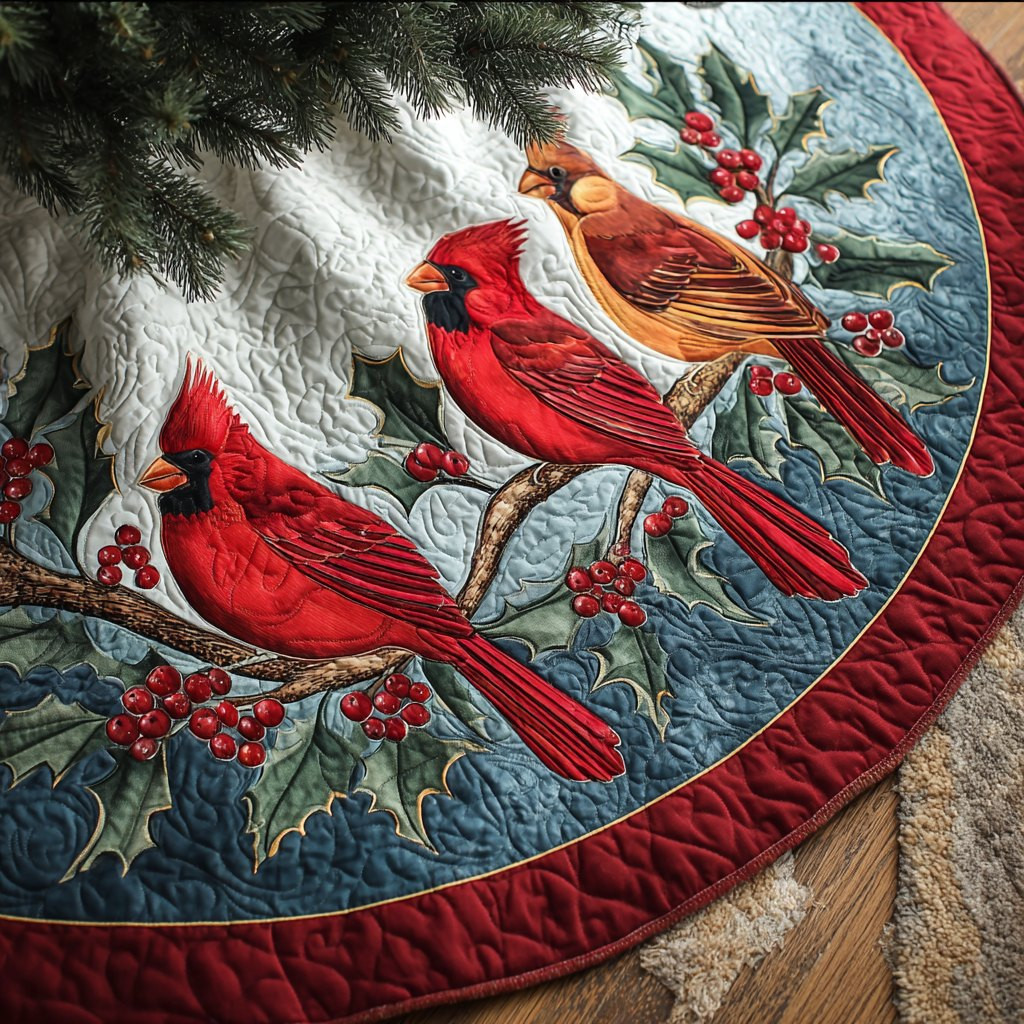 Cardinal Spirit Christmas Tree Skirt - Made to Order TREEK101