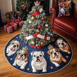 Bulldog Holiday Wishes Christmas Tree Skirt - Made to Order TREEK101