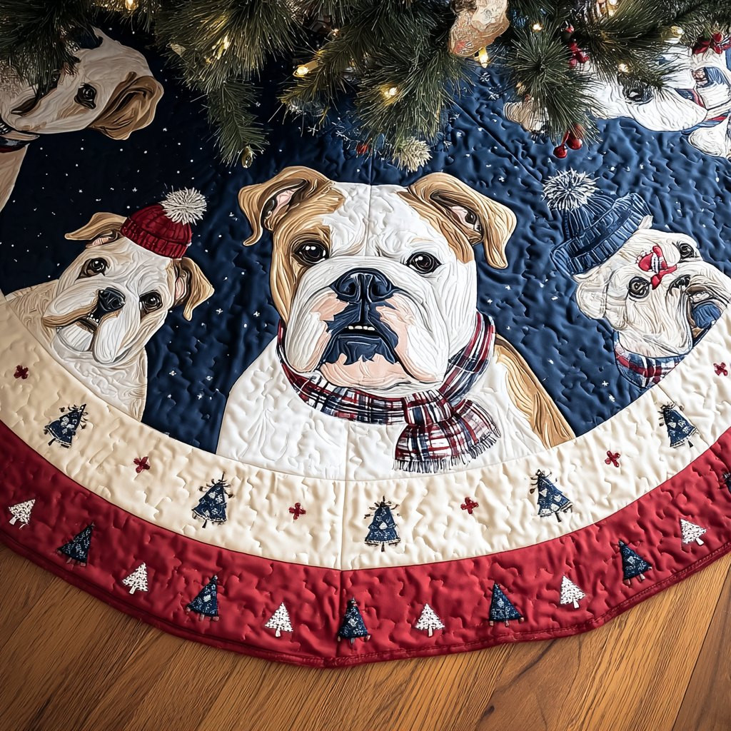 Charming Bulldog Christmas Tree Skirt - Made to Order TREEK101