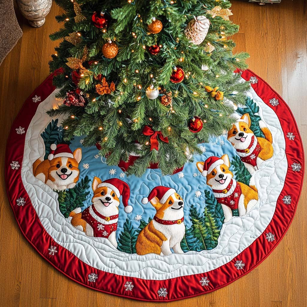 Corgi Joy Christmas Tree Skirt - Made to Order TREEK101