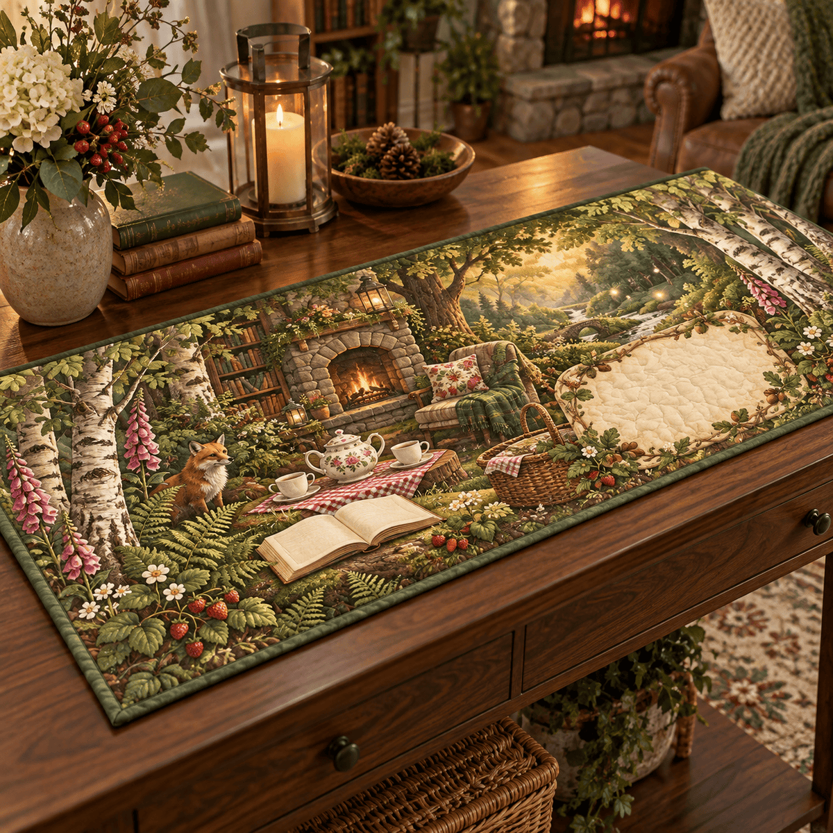 Woodland Tea Picnic Living Room Table Runner TABLE928