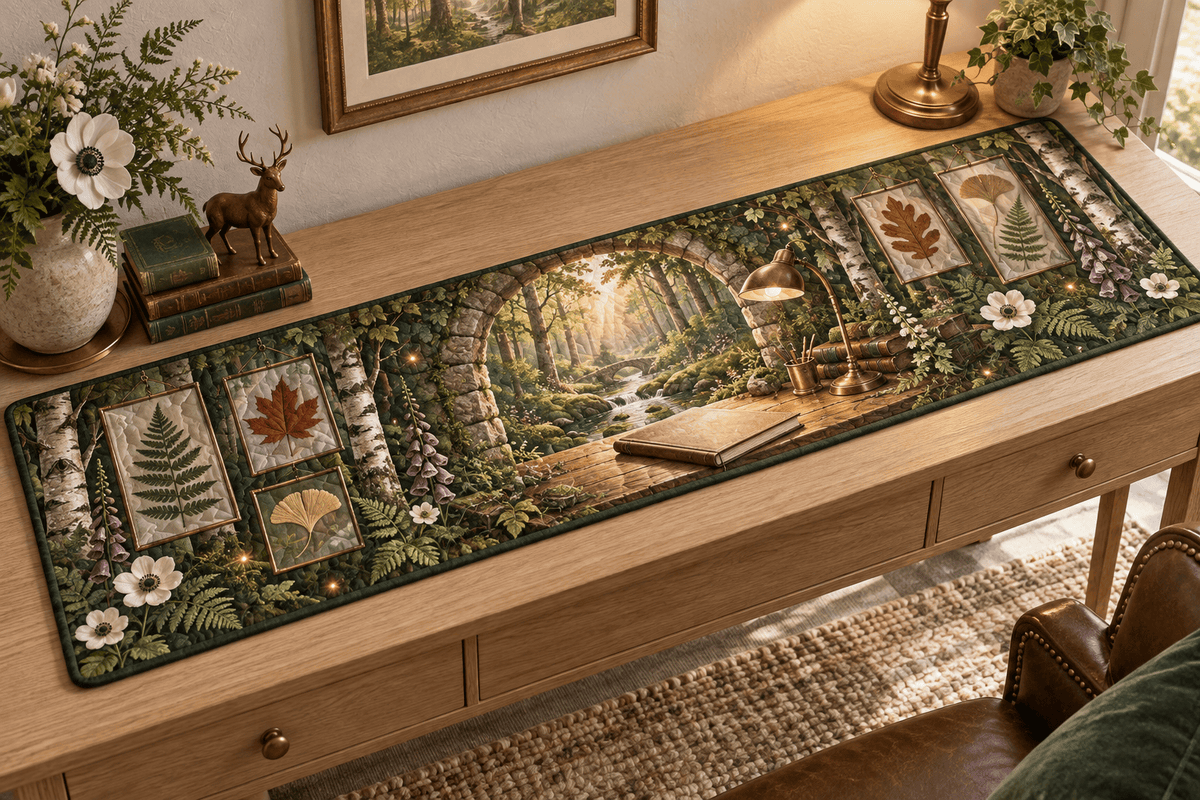 Pressed Woodland Leaves Office Table Runner TABLE928