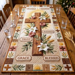 Wooden Cross Trust Blessed Table Runner - Made to Order TABLE928