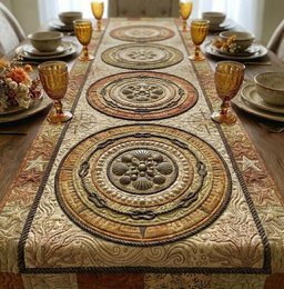 Cream Medallions with Rope Border Table Runner - Made to Order TABLE928