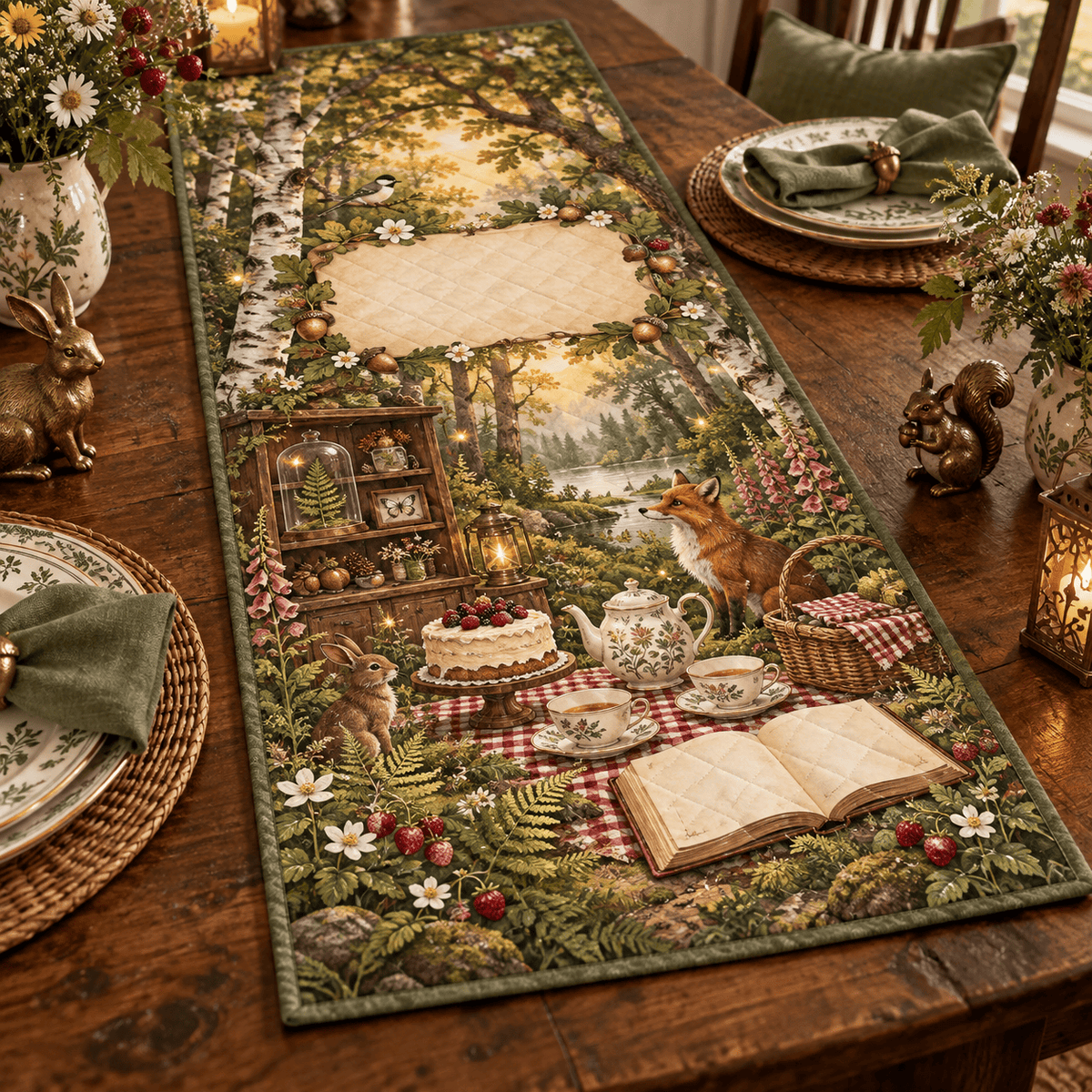 Woodland Tea Picnic Collector Birthday Table Runner TABLE928