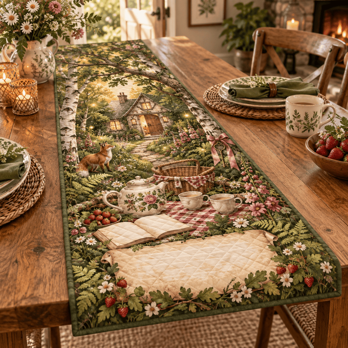 Woodland Tea Picnic Housewarming Table Runner TABLE928