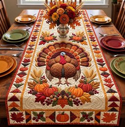 Thanksgiving Turkey Harvest Table Runner - Made to Order TABLE928