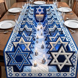 Star Path Hanukkah Menorah Table Runner - Made to Order TABLE928