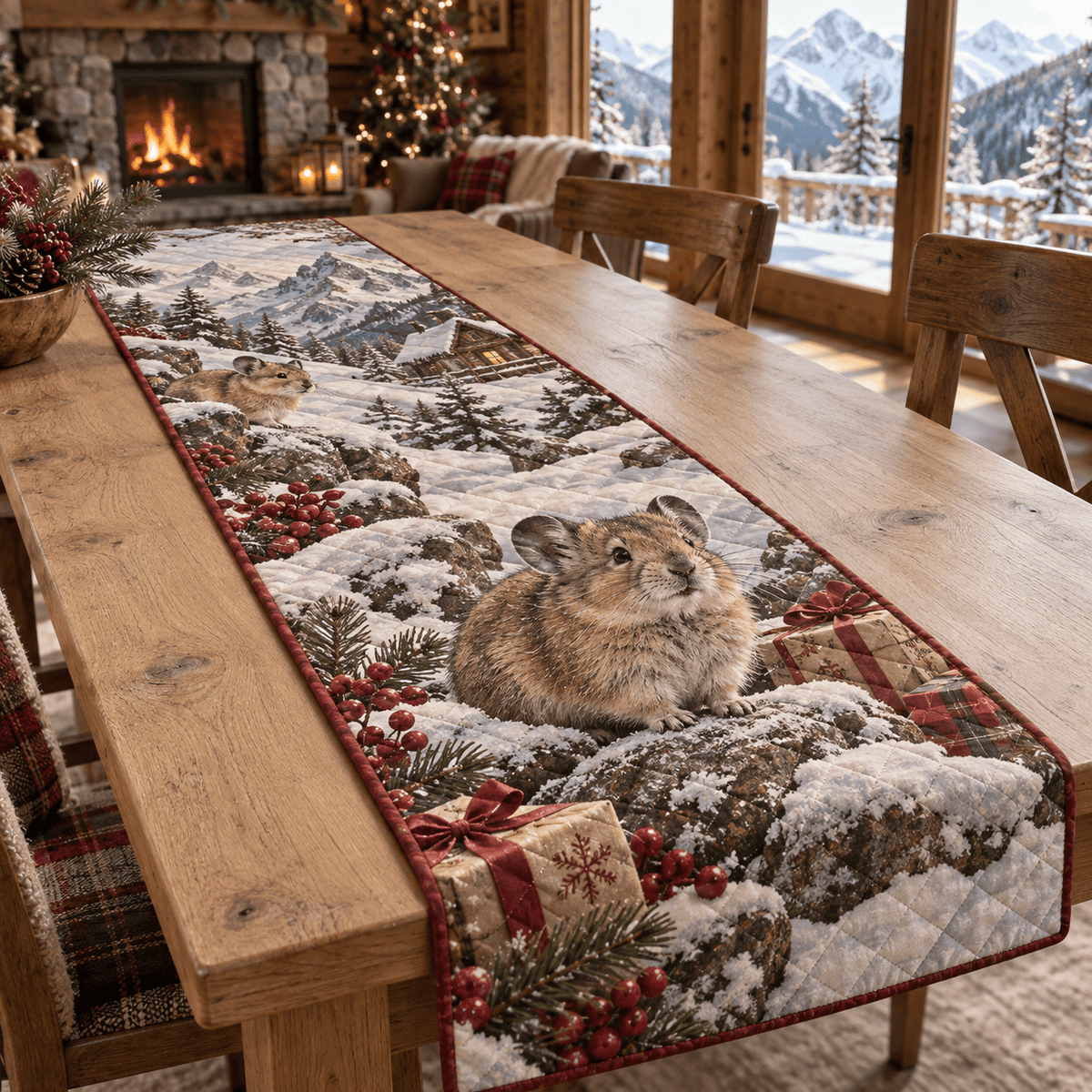 Winter Pika Christmas Quilted Table Runner TABLE928