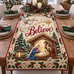 Believe Angel Nativity Table Runner - Made to Order TABLE928