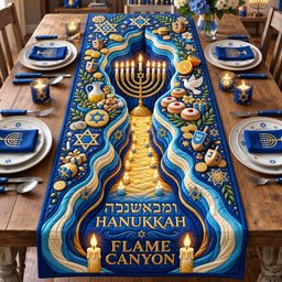 Hanukkah Flame Canyon Table Runner - Made to Order TABLE928