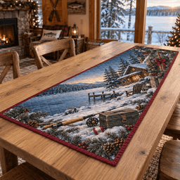 Winter Fishing Christmas Quilted Table Runner TABLE928