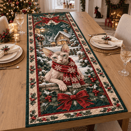 Sphynx Cat Christmas Quilted Table Runner TABLE928