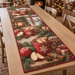 Holiday Apple Cider Christmas Quilted Table Runner TABLE928