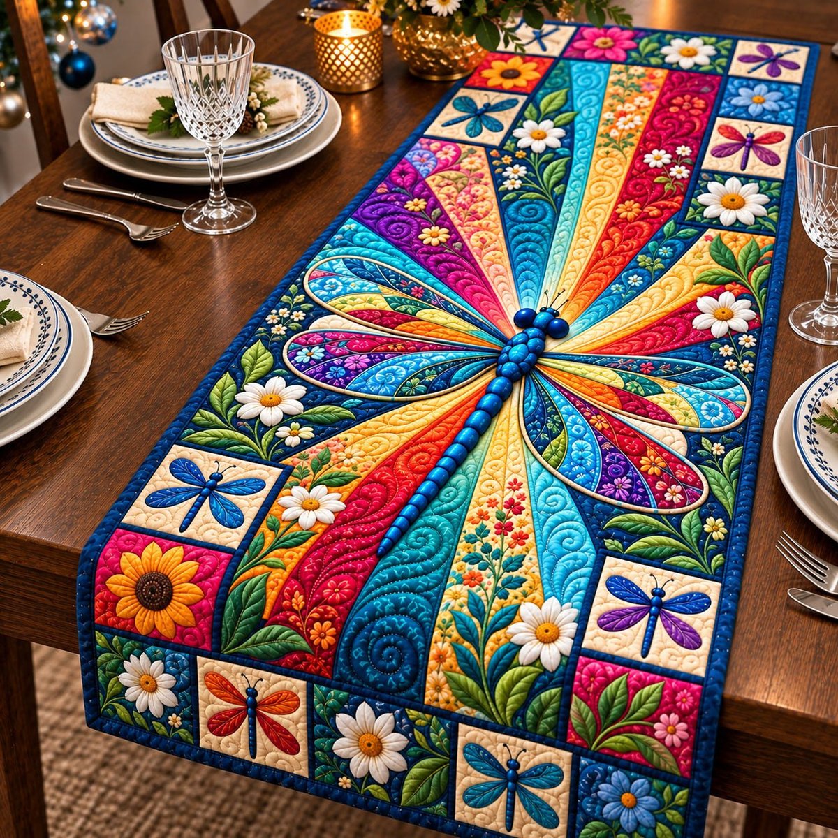 Dragonfly Summer Garden Table Runner - Made to Order TABLE928