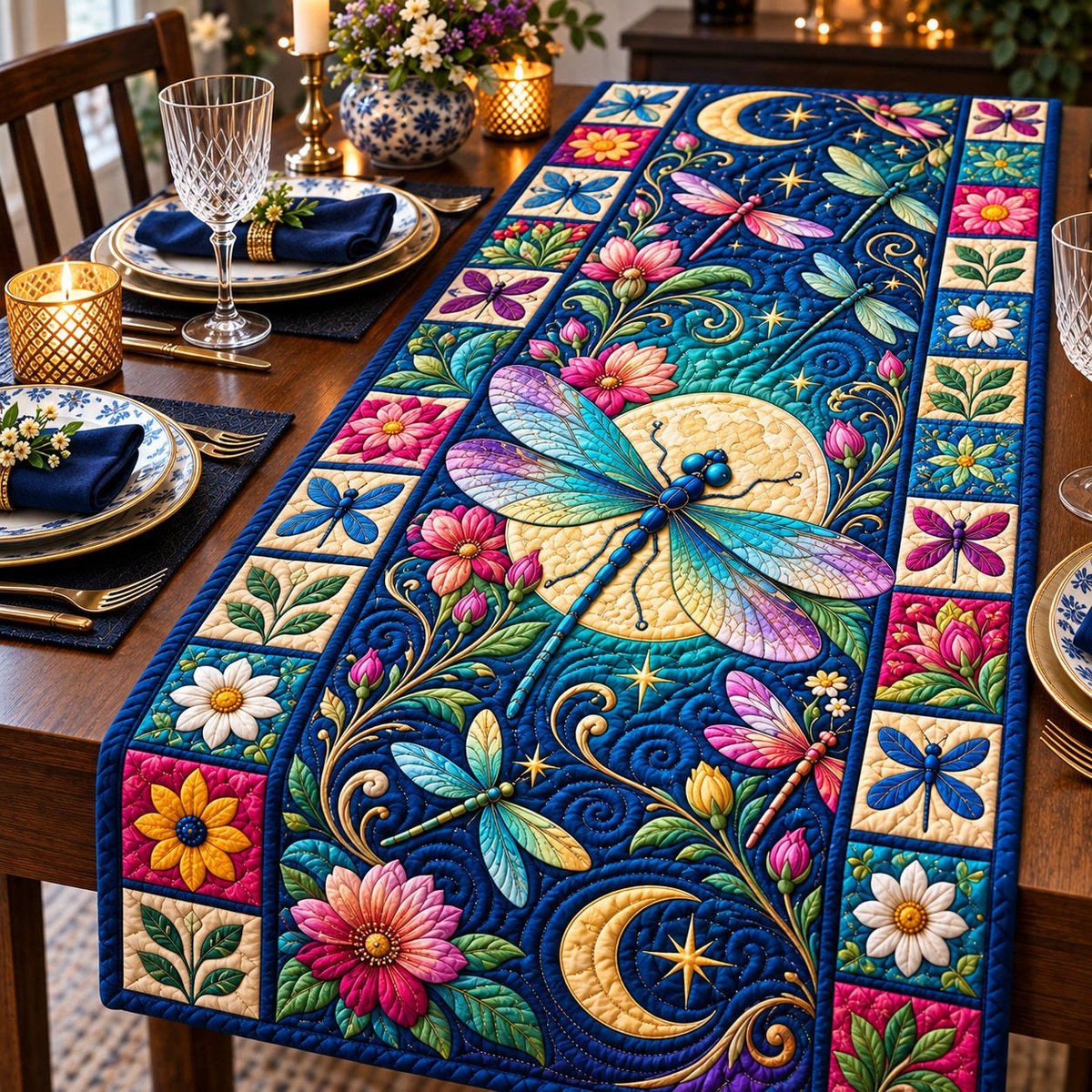 Dragonfly Floral Haven Table Runner - Made to Order TABLE928