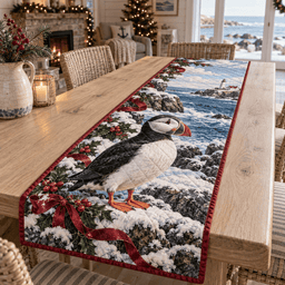 Winter Puffin Christmas Quilted Table Runner TABLE928
