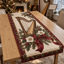 Holiday Harp Christmas Quilted Table Runner TABLE928