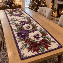 Winter Pansy Christmas Quilted Table Runner TABLE928