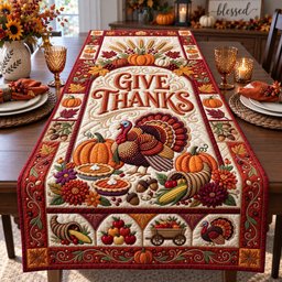 Give Thanks Turkey Table Runner - Made to Order TABLE928