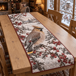 Winter Waxwing Christmas Quilted Table Runner TABLE928
