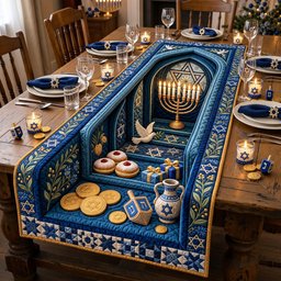 Hanukkah Sacred Glow Table Runner - Made to Order TABLE928